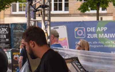 Veranstaltungstechniker während ihrer Arbeit am FoH